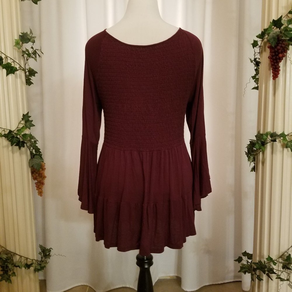 Burgundy goth long tunic stretch top L-XL - Picture 4 of 4